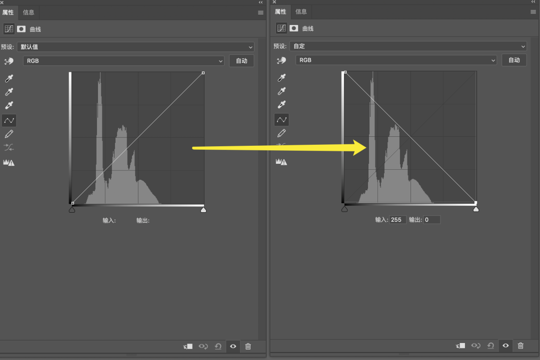 Photoshop 曲线反相设置